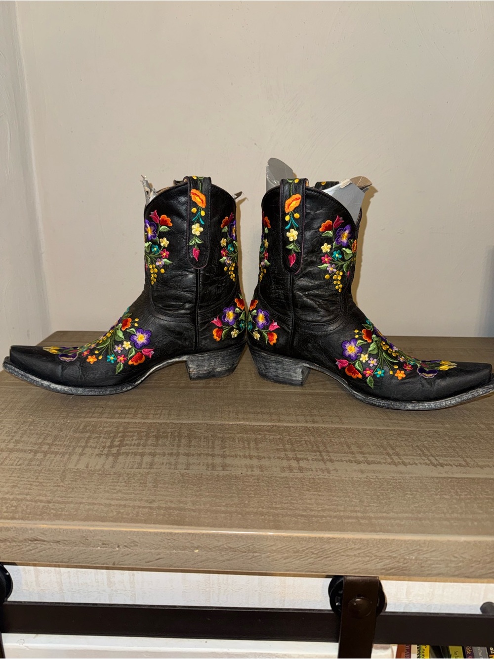 Old Gringo Sora Embroidered Floral Leather Western Cowboy Boots Black 7.5 - Picture 4 of 10